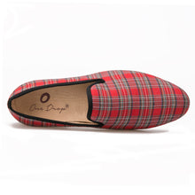 OneDrop Handmade Men Scottish Plaid Fabric Dress Shoes Wedding party Prom Loafers