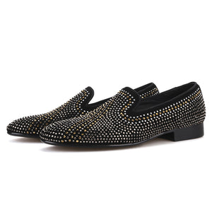 OneDrop Handmade Rhinestone Men Suede Dress Shoes Party Wedding Prom Loafers