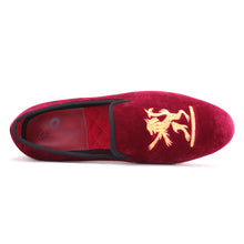 OneDrop Lion Embroidery Velvet Men Handmade Dress Shoes Party Wedding Banquet Prom Loafer