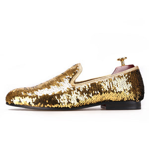 OneDrop Wedding Party And Prom Gold Colors Dress Shoes Men Luxurious Glitter Handmade Loafers OneDrop Wedding Party And Prom Gold Colors Dress Shoes Men Luxurious Glitter Handmade Loafers