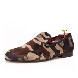 OneDrop Men's Handmade Supreme Camouflage Velvet Dress Shoes