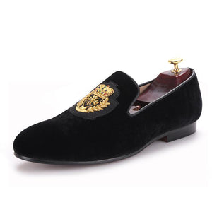 OneDrop Handmade Embroidery Men Dress Shoes Velvet Banquet Wedding Party Prom Loafers