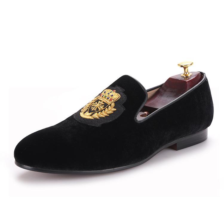 OneDrop Handmade Embroidery Men Dress Shoes Velvet Banquet Wedding Party Prom Loafers