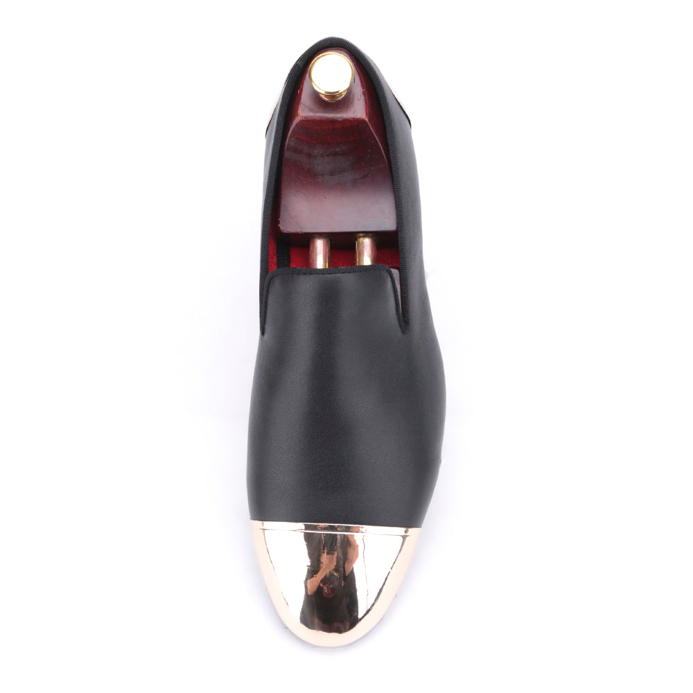 OneDrop Handmade Leather Men Dress Shoes Gold Metal Front Back Party Wedding Prom Loafers Black / 9.5 OneDrop Handmade Leather Men Dress Shoes Gold Metal Front Back Party Wedding Prom Loafers Black / 9.5