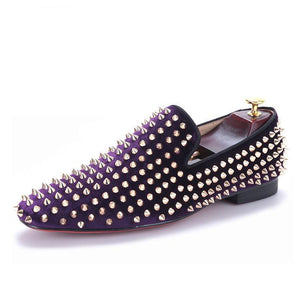 OneDrop Men Handmade Purple Velvet Dress Shoes Gold Rivets Party Wedding Prom Loafers OneDrop Men Handmade Purple Velvet Dress Shoes Gold Rivets Party Wedding Prom Loafers