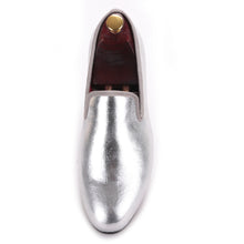 OneDrop Men Flats Handmade Shiny Gold And Silver Party Wedding Prom Loafers