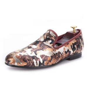 OneDrop Handmade Men Dress Shoes Camouflage Printing Party Wedding Prom Loafers