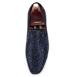 OneDrop Handmade Men Leather Mixed Colors Rhinestones Wedding Party And Prom Loafers