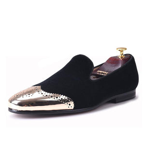 OneDrop Handmade Black Velvet Men Dress Shoes Gold Bullock Buckle Party Wedding Prom Loafers Black / 8 OneDrop Handmade Black Velvet Men Dress Shoes Gold Bullock Buckle Party Wedding Prom Loafers Black / 8