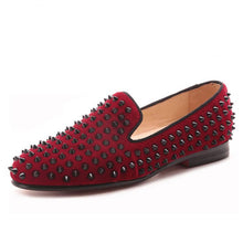 OneDrop Handmade Women Velvet Spikes Dress Shoes Rivets Party Wedding Prom Loafers