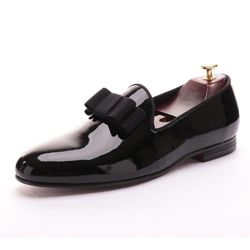 OneDrop Patent Leather Men Handmade Dress Shoes Bowtie Banquet Wedding Party Prom Loafers