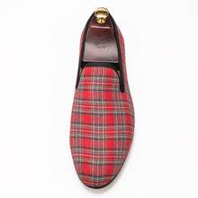 OneDrop Handmade Men Scottish Plaid Fabric Dress Shoes Wedding party Prom Loafers