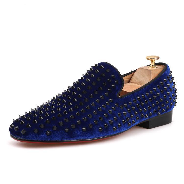 blue dress shoes with spikes Mens Royal Blue Multi Glitter Ultra Spike Dress Loafers Shoes After Mi
