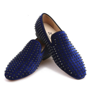 OneDrop Handmade Men Leather Velvet Spikes Dress Shoes Party Wedding And Prom Loafers