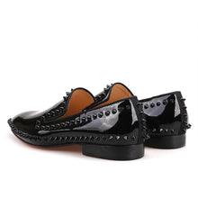 OneDrop Handmade Patent Leather Men Dress Shoes Black Spikes Red Bottom Wedding Party Prom Loafers