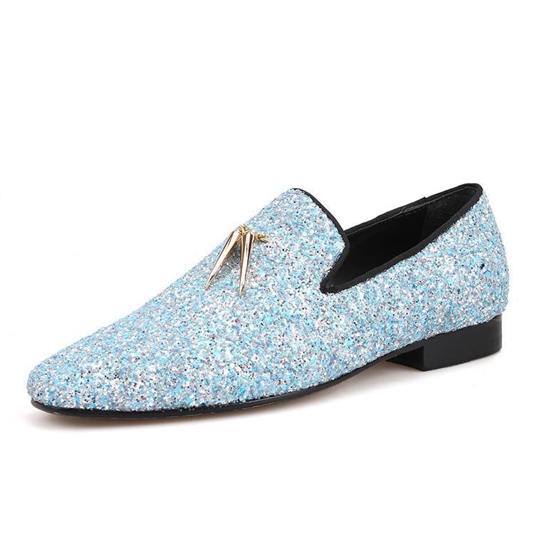 OneDrop Men Sky Blue Handmade Leather Prom Party and Wedding Dress Shoes Loafers Metal Tassels Sky Blue / 4.5 OneDrop Men Sky Blue Handmade Leather Prom Party and Wedding Dress Shoes Loafers Metal Tassels Sky Blue / 4.5