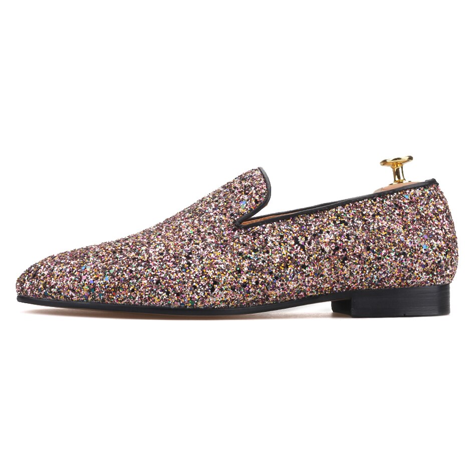 rose gold mens dress shoes OneDrop Handmade Mixed Rhinestone Color Men Dress Shoes Party Wedding Prom Loafers Black / 14.5
