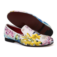 Men OneDrop Handmade Dress Shoes Flowers Print Slipper Wedding Party Prom Loafers