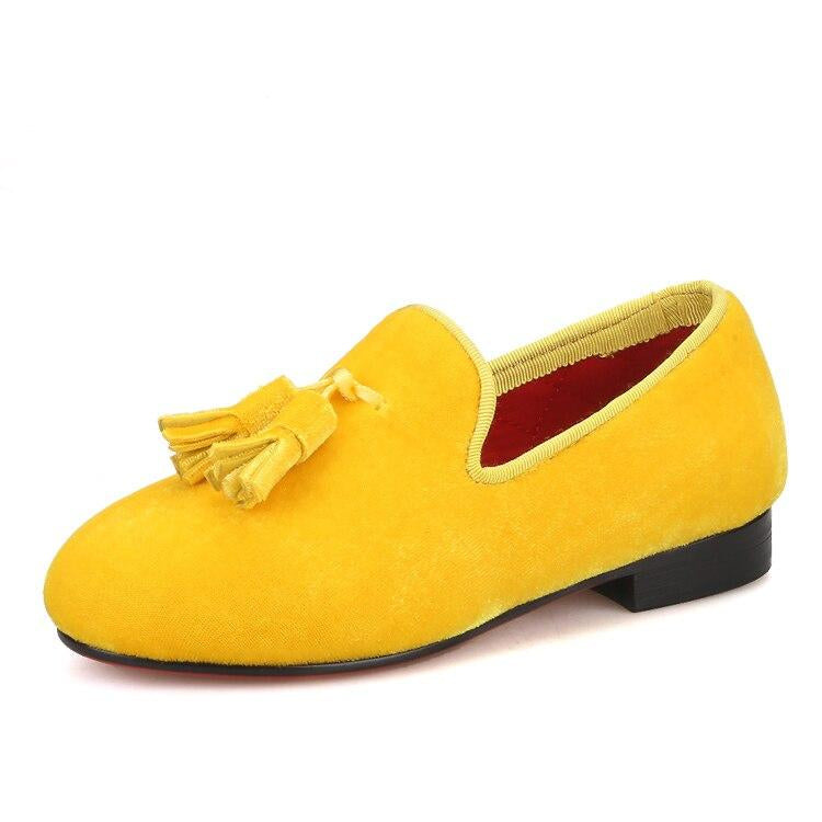 OneDrop Kid Handmade Children Velvet Party Prom And Wedding Red Bottom Loafers