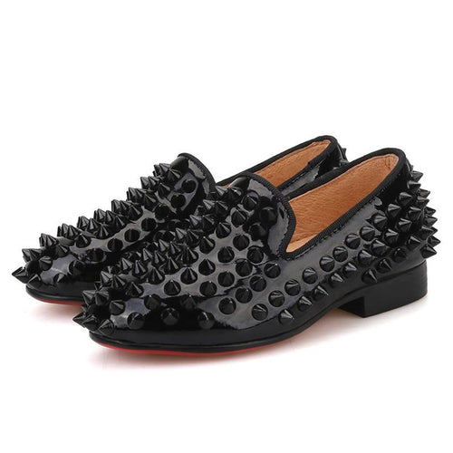 OneDrop Children Handmade Party Wedding And Prom Kid Spikes Loafers Red Bottom