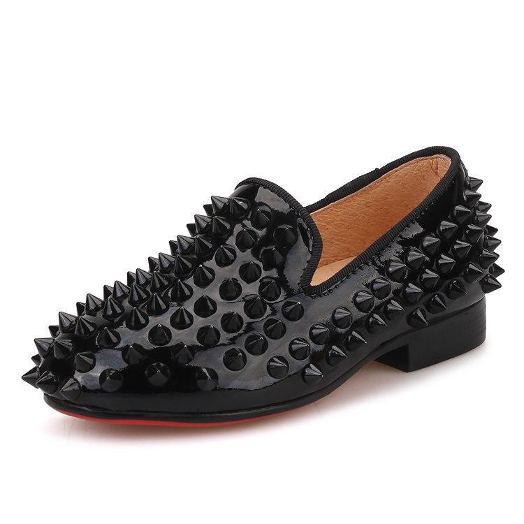 OneDrop Children Handmade Party Wedding And Prom Kid Spikes Loafers Red Bottom