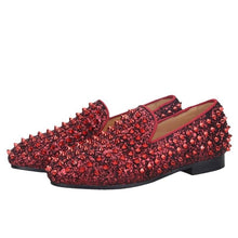 OneDrop Kid Handmade Red Spikes Children Shoes Birthdays Party Wedding And Prom Loafers
