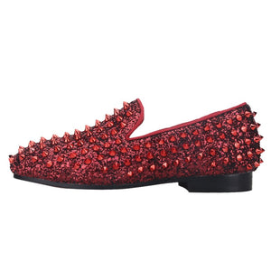 OneDrop Kid Handmade Red Spikes Children Shoes Birthdays Party Wedding And Prom Loafers