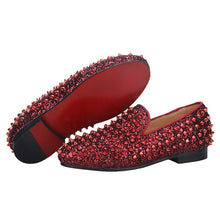 OneDrop Kid Handmade Red Spikes Children Shoes Birthdays Party Wedding And Prom Loafers