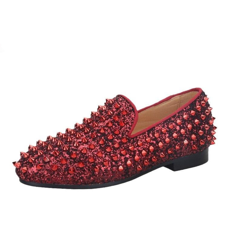 OneDrop Kid Handmade Red Spikes Children Shoes Birthdays Party Wedding And Prom Loafers