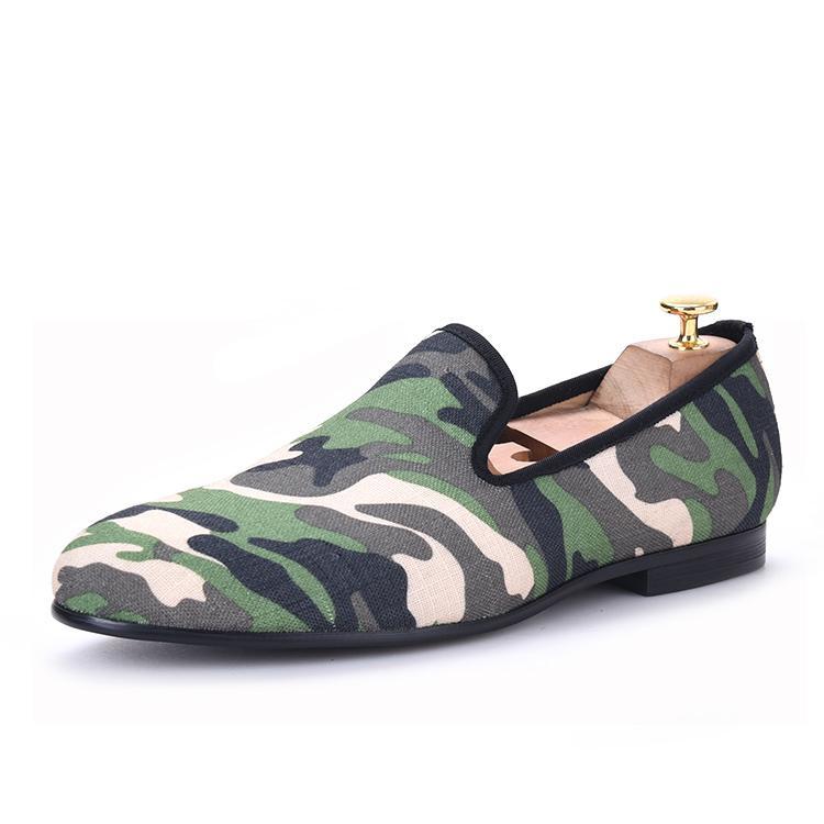 OneDrop Men Handmade Military Motif Camo Print Dress Shoes Leather Party Wedding Prom Loafers