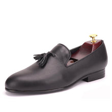 OneDrop Handmade Men Black Leather Tassel Dress Shoes Party Wedding Banquet Prom Loafers