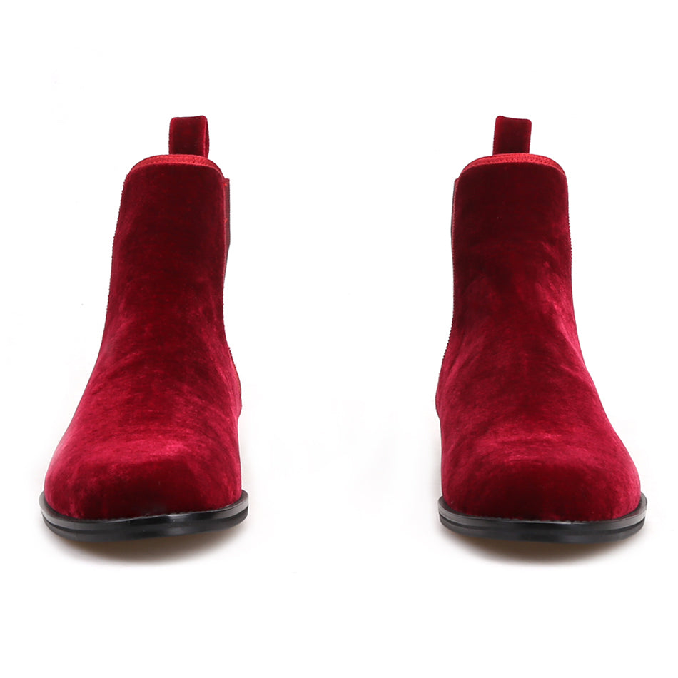 OneDrop Men Boots Burgundy Velvet