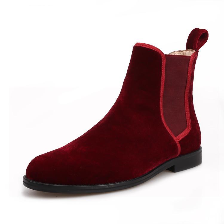 Handmade Men's burgundy color Leather Chelsea Boots ,Men Ankle