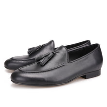 OneDrop Men Leather Tassel Dress Shoes Handmade Wedding Party Prom Loafers