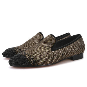 OneDrop Handmade Men Dress Shoes Suede Black Gold Rhinestone Party Wedding And Prom Loafers OneDrop Handmade Men Dress Shoes Suede Black Gold Rhinestone Party Wedding And Prom Loafers