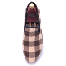 OneDrop Handmade Men Dress Shoes Mixed Color Plaid Pattern Velvet Party Prom Wedding Loafers