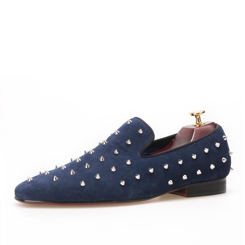 silver and blue dress shoes Amazon.com | Santimon Men's Dress Loafers, Leather Slip-On Gold Chain Sparkling Shoes for Men -Party Disco Wedding Metallic Tip Smoking Slippers Blue 5.5 US
