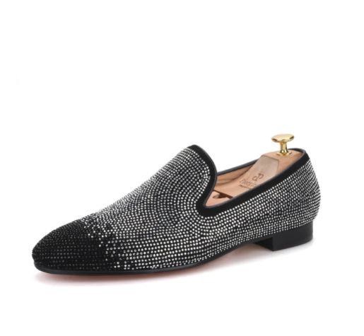 Mens dress loafers black 2025 and gold