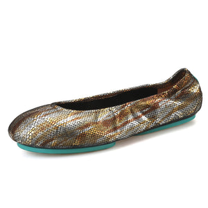 OneDrop Handmade Shiny Gold Cow Leather Women Flat With Foldable Ballet Leather Outsole Breathable Cowhide Lining Ladies Loafers
